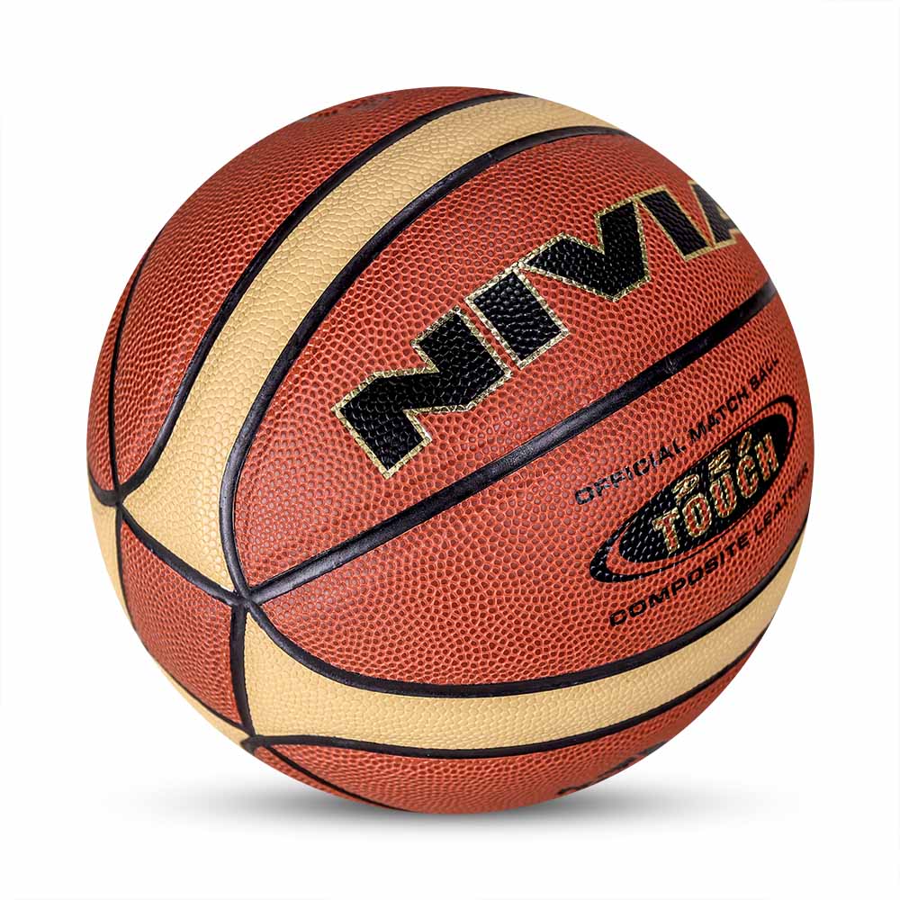 NIVIA PRO-TOUCH, Match Ball, 14 Panels, Super Soft-Touch PU Leather Cover Laminated with Pebbled Texture , Butyl Threadwounded Bladder, As Per FIBA Standard , Made for Pro-Leagues , to Play on Indoor Surfaces