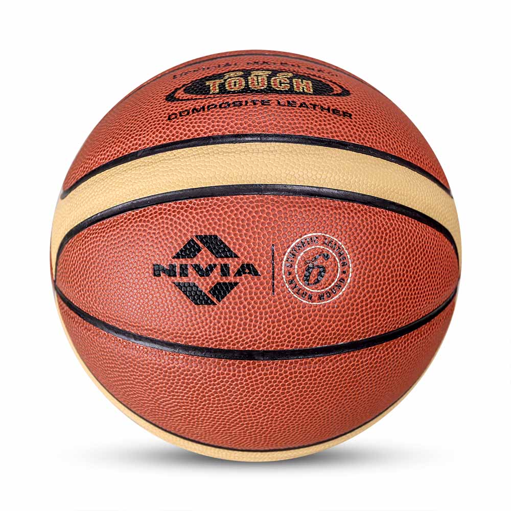 NIVIA PRO-TOUCH, Match Ball, 14 Panels, Super Soft-Touch PU Leather Cover Laminated with Pebbled Texture , Butyl Threadwounded Bladder, As Per FIBA Standard , Made for Pro-Leagues , to Play on Indoor Surfaces