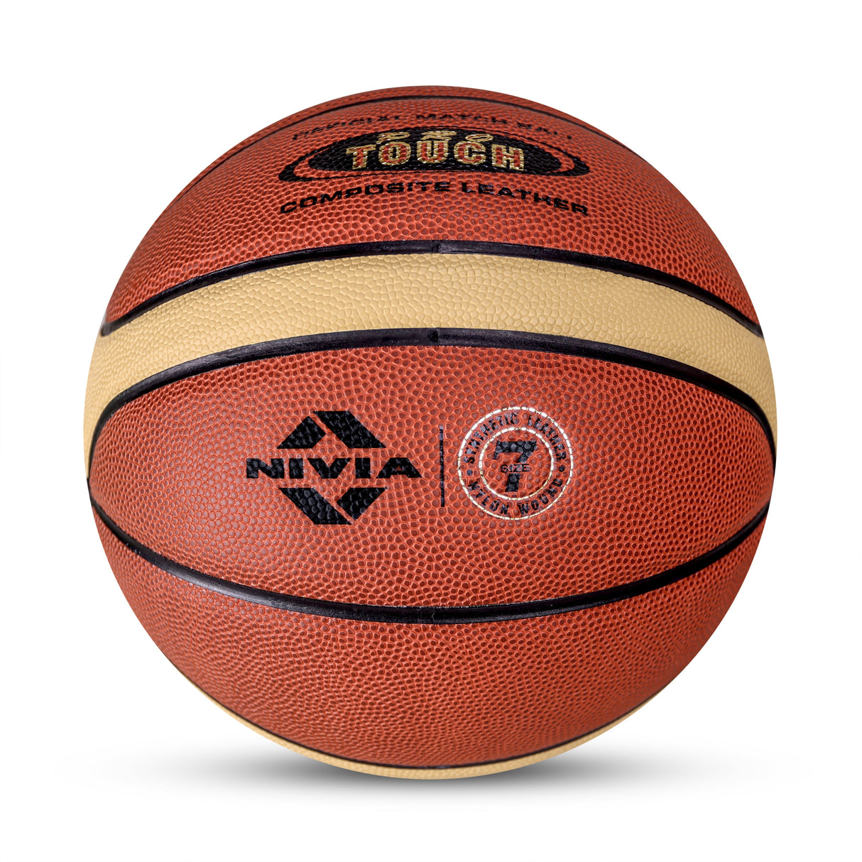 NIVIA PRO-TOUCH, Match Ball, 14 Panels, Super Soft-Touch PU Leather Cover Laminated with Pebbled Texture , Butyl Threadwounded Bladder, As Per FIBA Standard , Made for Pro-Leagues , to Play on Indoor Surfaces