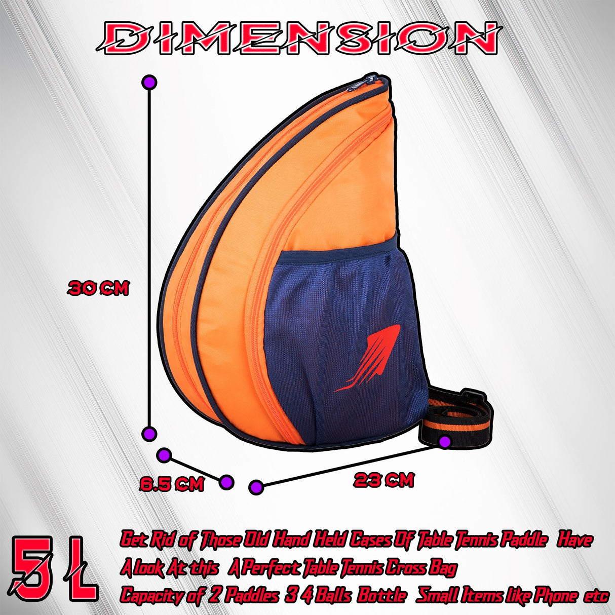 Twirl 5L Orange| Unisex Table Tennis Equipment Bag | Tennis Case | Racket Case | TT Bag Cover |Ping Pong Paddle Case|Case Bag Double-Sided |Professional |Bat Protector Pouch |Travel