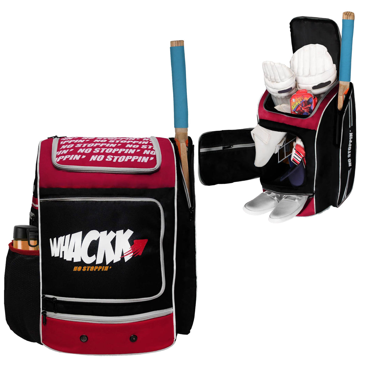 Blast Junior 37L Red Black|Cricket Kit Bag |1 Pocket for Bat |2 Water Bottle Holders|Upto 10yrs Kids Kitbag |Leg pad Upto 12.5 "|Shoe & Accessories Pockets |Lightweight |Dual Opening