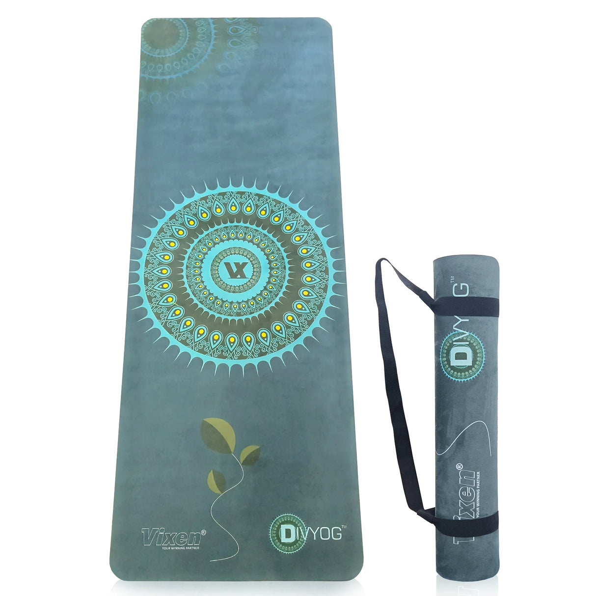 VIXEN Divyog Suede Yoga Mat 6mm with Stylish Printed Design