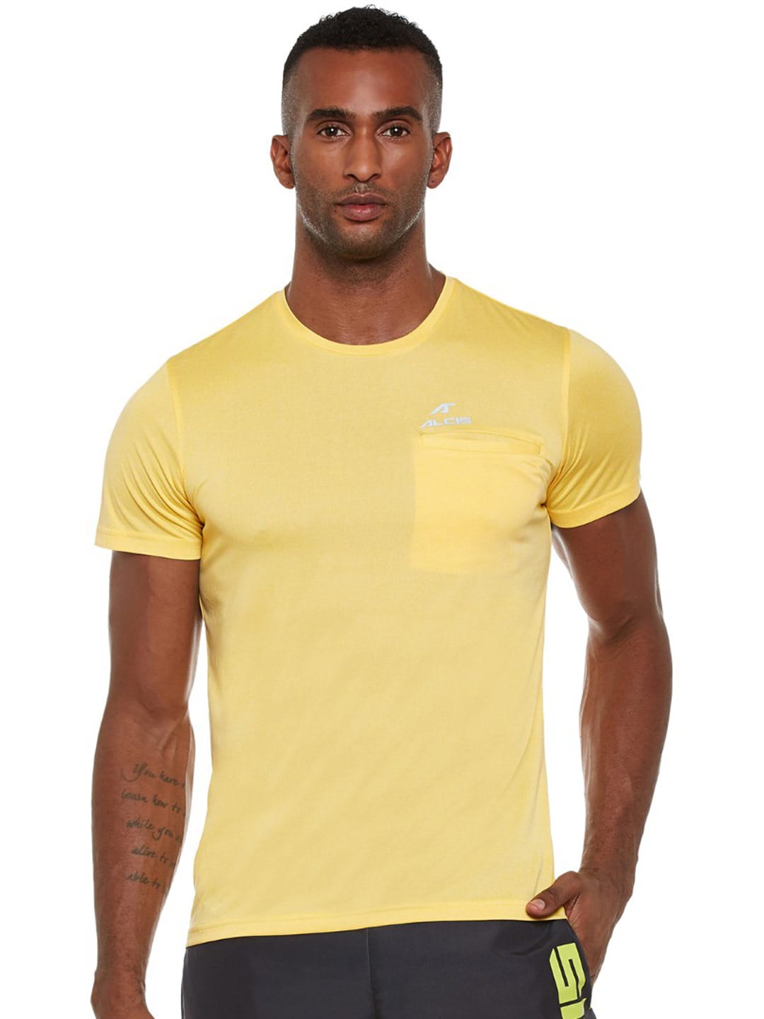 Alcis Yellow Round Neck T-Shirt