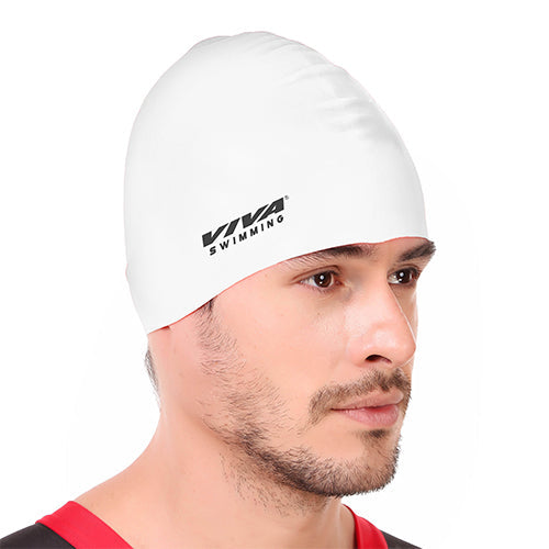 Viva Swimming Silicone Swimming Cap Unisex Soft Waterproof Swimming Pool Head Cap Water Sports Long Hair for Children Kids Boys Girls of All Age (Universal Size, Multicolour)