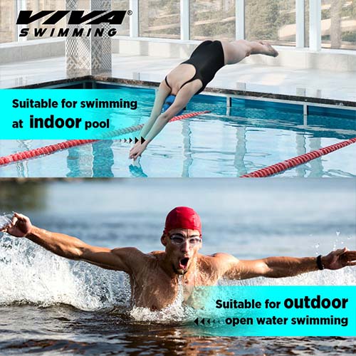 Viva Swimming Flex 3D Ergonomic Design Anti Fog & Crystal Clear View Silicone Swimming Goggle| Anti-Slip & Adjustable Straps| Case Packing (Black)