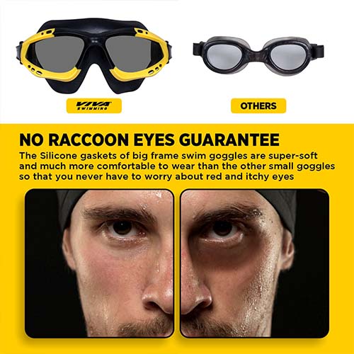 Viva Swimming Discovery Mask Goggle Comfortable Cushioned with Adjustable Head Strap Adult Swimming Goggles | Anti Fog, UV Protection, No Leakage, 180° Clear Wide Vision for Adults Men Women Teenagers