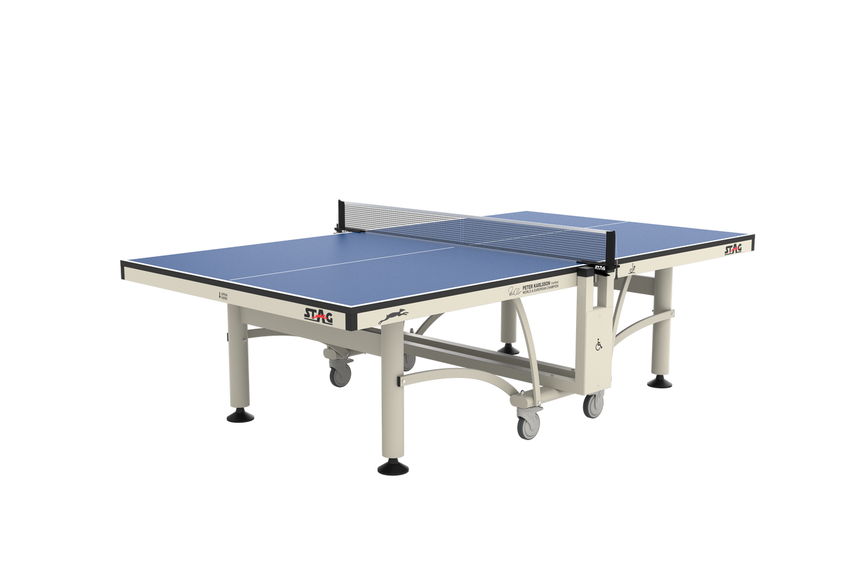 STAG GLOBAL Peter Karlsson Table Tennis Table | High Level Competition TT Table | with 2 TT Rackets | 6 Balls | 1 Table Cover | Clamp Net