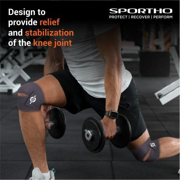 NIVIA Compression Knee Straps with Velcro, Knee Braces & Sleeves, For Compression & Circulation Available in S | M | L | XL & Grey Color , Used for All kind of impact Sports