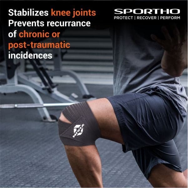 NIVIA Compression Knee Straps with Velcro, Knee Braces & Sleeves, For Compression & Circulation Available in S | M | L | XL & Grey Color , Used for All kind of impact Sports