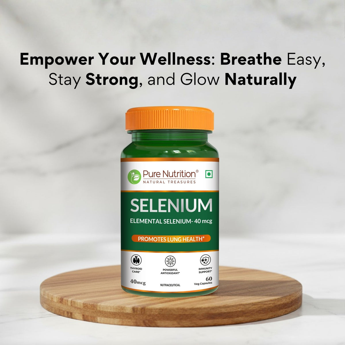 Selenium Supplement 60 Veg Capsules for Immunity & Wellness
