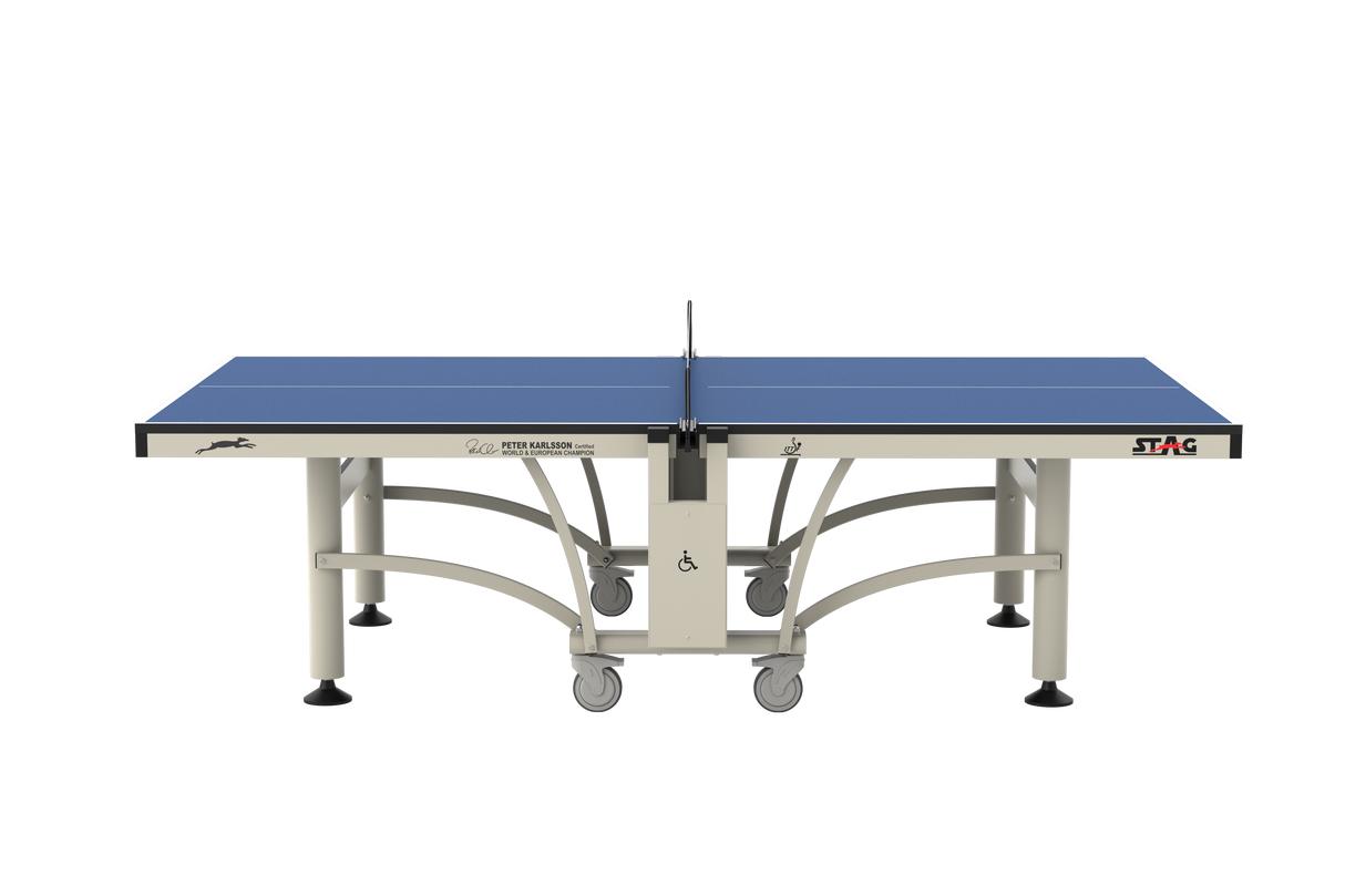 STAG GLOBAL Peter Karlsson Table Tennis Table | High Level Competition TT Table | with 2 TT Rackets | 6 Balls | 1 Table Cover | Clamp Net