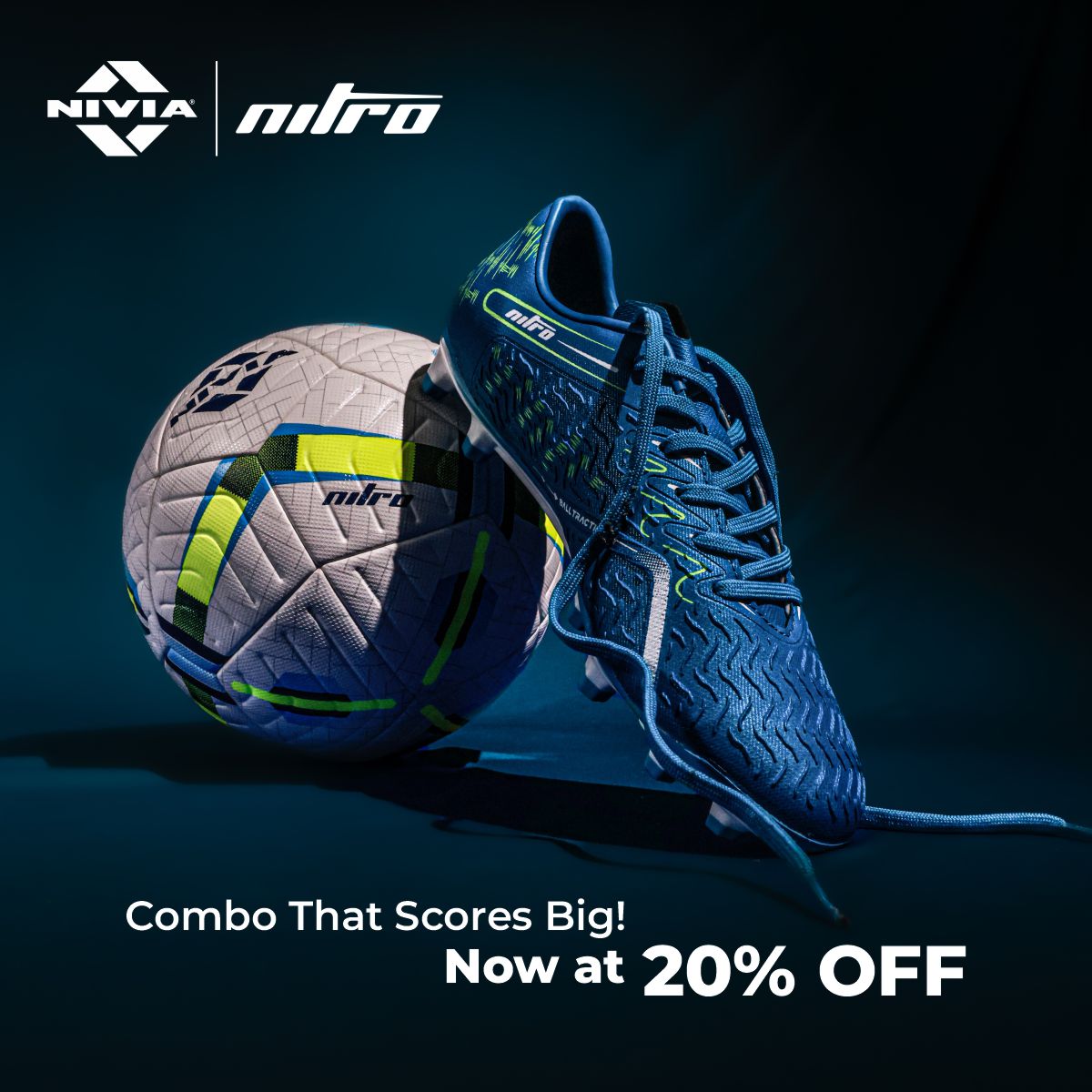 Nivia Nitro Football Studs & Ball Combo - Shoes by Nivia Sports