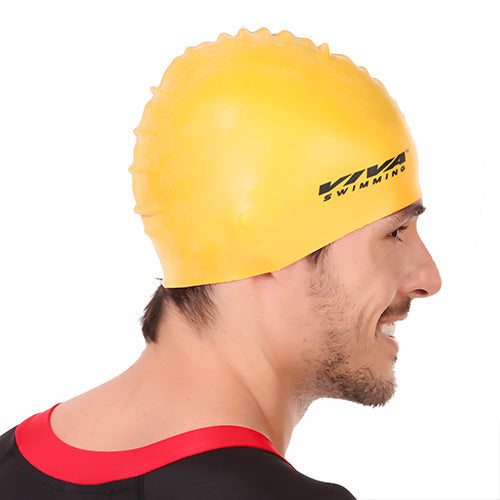 Viva Swimming Silicone Swimming Cap Unisex Soft Waterproof Swimming Pool Head Cap Water Sports Long Hair for Children Kids Boys Girls of All Age (Universal Size, Multicolour)