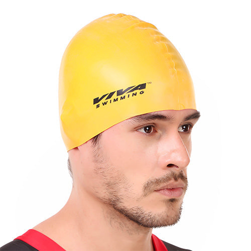 Viva Swimming Silicone Swimming Cap Unisex Soft Waterproof Swimming Pool Head Cap Water Sports Long Hair for Children Kids Boys Girls of All Age (Universal Size, Multicolour)