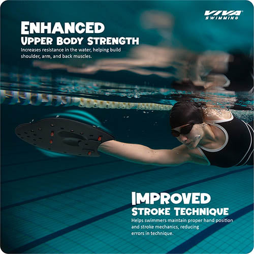 Viva Swimming HP-15 Premium Quality Hand Paddles Gloves with Adjustable Straps Water Sport Tools for Professional Swim Training Fins|Fitness Workout Gear|for Kids Men Women Children