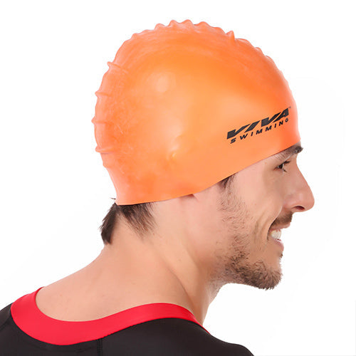 Viva Swimming Silicone Swimming Cap Unisex Soft Waterproof Swimming Pool Head Cap Water Sports Long Hair for Children Kids Boys Girls of All Age (Universal Size, Multicolour)