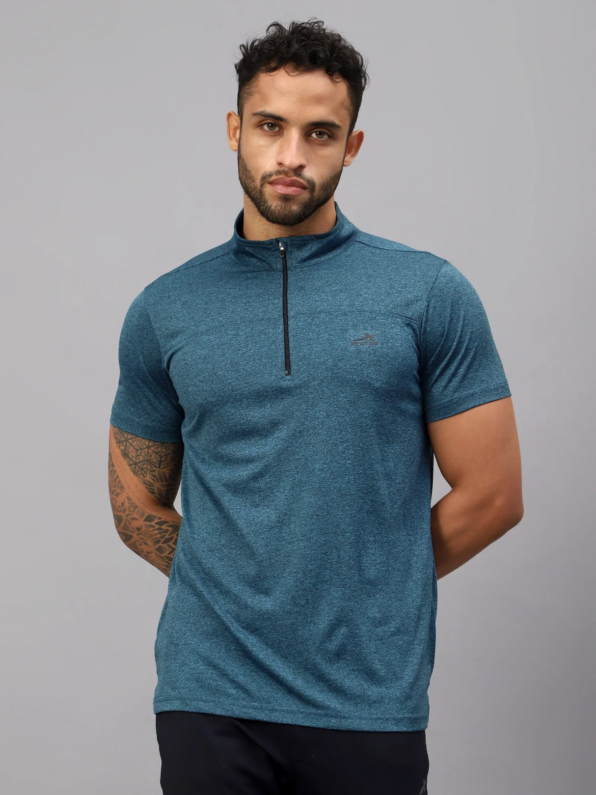 Vector X Mens Gym Fitness Body Fit Ban-collar T-shirt Jersey