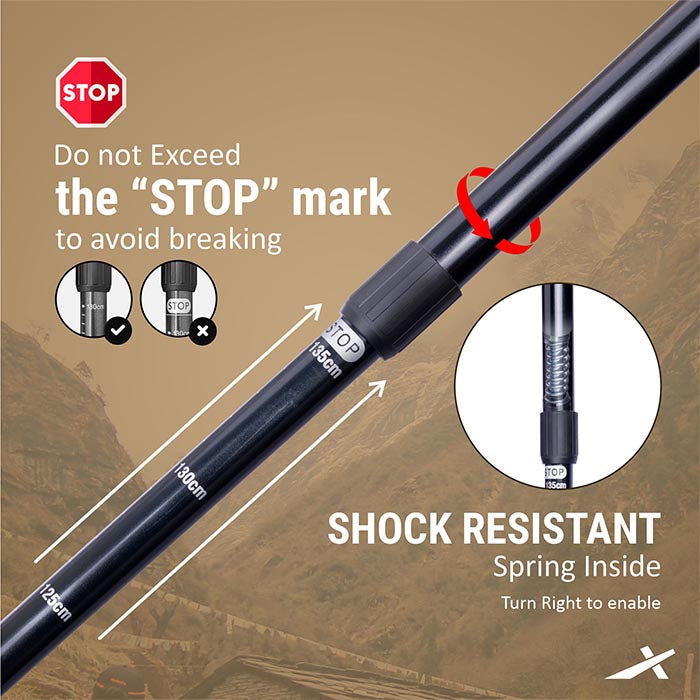 Vector X Trekking Poles Shock Absorbing Adjustable Hiking or Walking Sticks for Hiking Collapsible Strong,Lightweight Walking Pole, All Terrain Accessories and Carry Bag