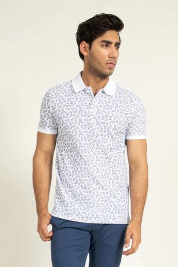 White Printed Polo | Cougar - KIBI SPORTS