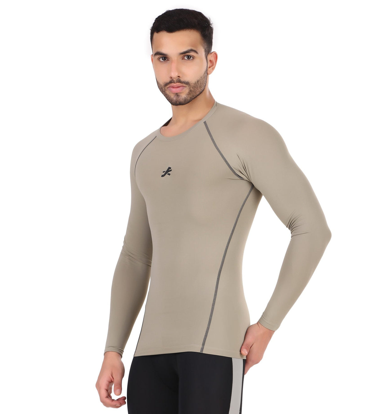 Nylon Compression Tshirt Full Sleeve Tights For Men (Pista)