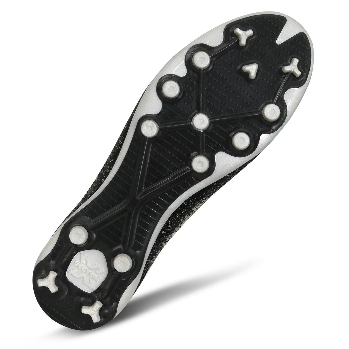 Vector X Genius 3D Texture TPU Fusing Upper with TPU Sole, Primeknit Sock for Grip, Soccer Football Studs, Elegant Design (Pearl White- Black)