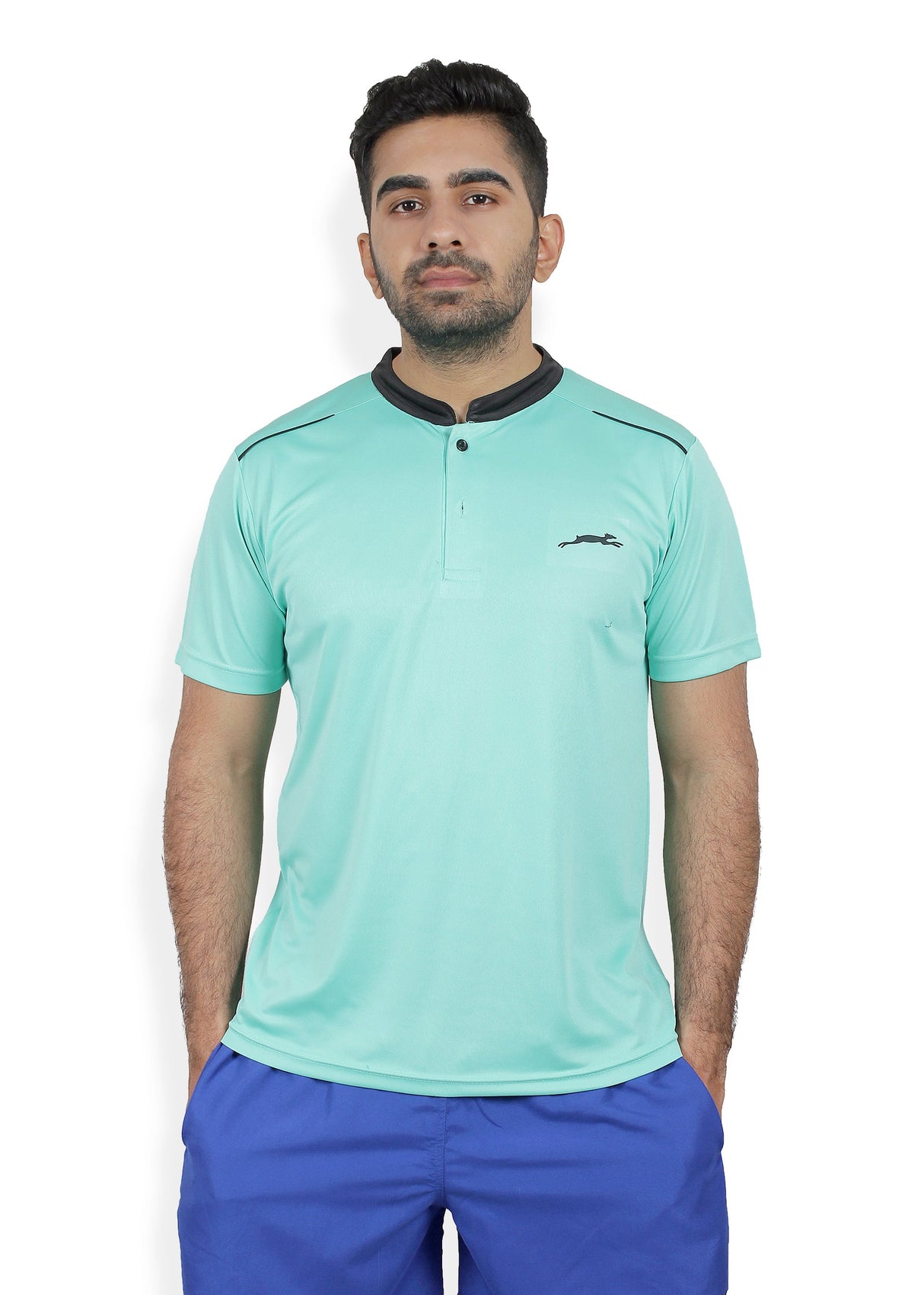 STAG GLOBAL High Neck Men's Athletic Fit T-Shirt | Solid Sportswear for Active & Casual Use