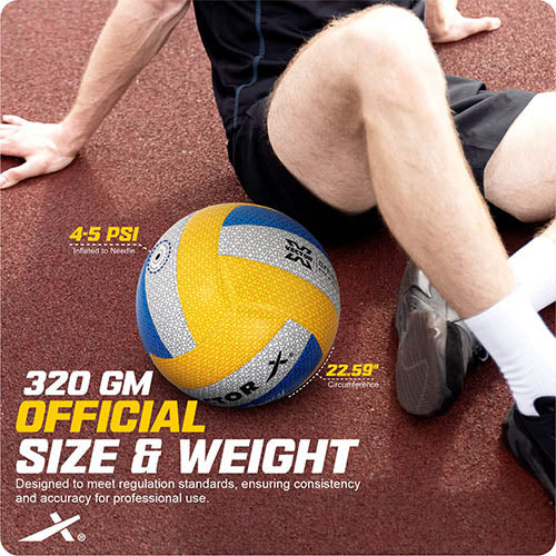 Vector X Legacy With Pump 18 Panel Laminated Rubberized Pasted Material Durable & Waterproof Indoor Outdoor, Beach, Pool, Sand Home Play Practice Match Volleyball