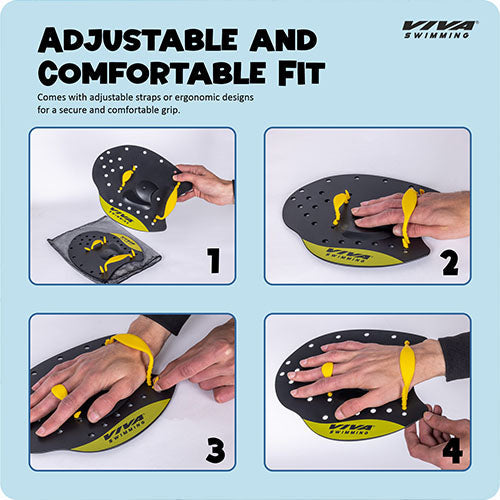 Viva Swimming HP-15 Premium Quality Hand Paddles Gloves with Adjustable Straps Water Sport Tools for Professional Swim Training Fins|Fitness Workout Gear|for Kids Men Women Children
