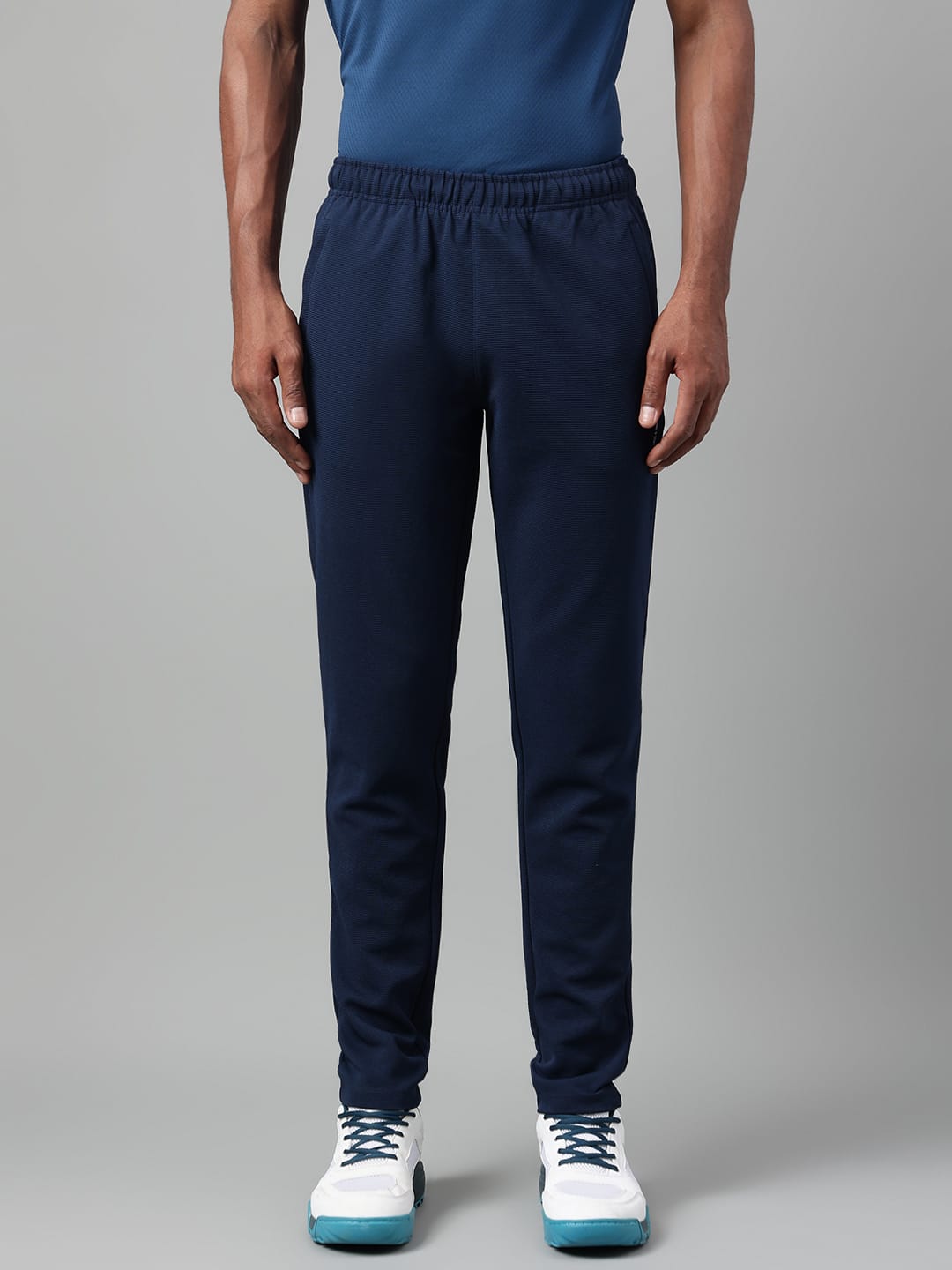 Alcis Men's Navy Anti-Static Drytech+ Slim-Fit Training Track Pants