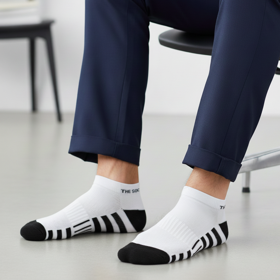 The Sock Street Sports All Purpose Ankle Socks Mono-Stripe Pack of 3