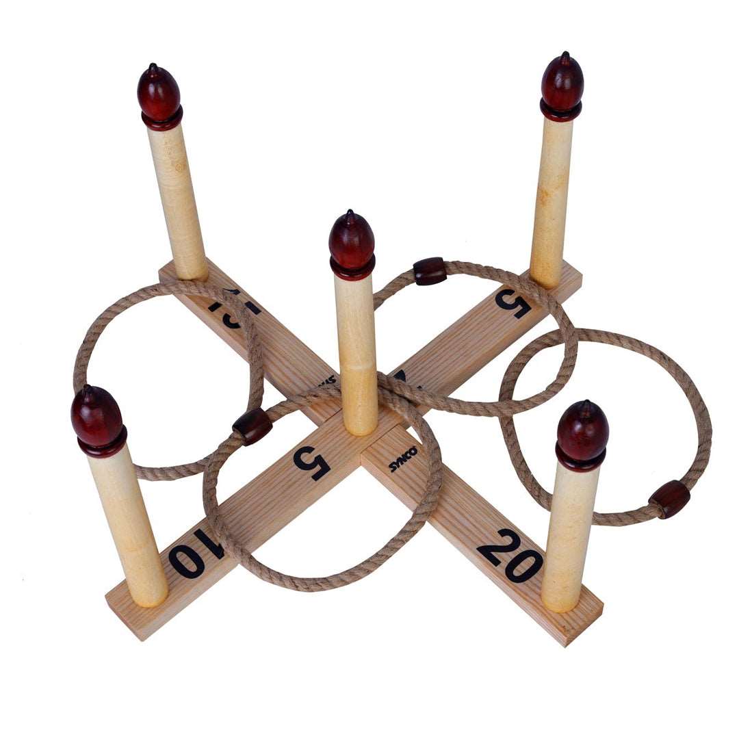 SYNCO Wooden Quoits Hoopla Throw Game for Toddlers (Kids) – Fun and Engaging Ring Toss Game
