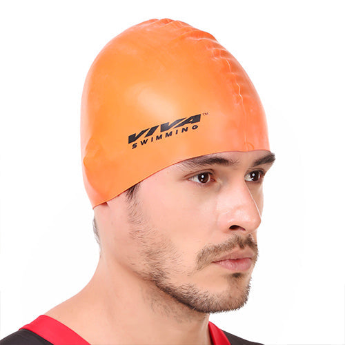 Viva Swimming Silicone Swimming Cap Unisex Soft Waterproof Swimming Pool Head Cap Water Sports Long Hair for Children Kids Boys Girls of All Age (Universal Size, Multicolour)