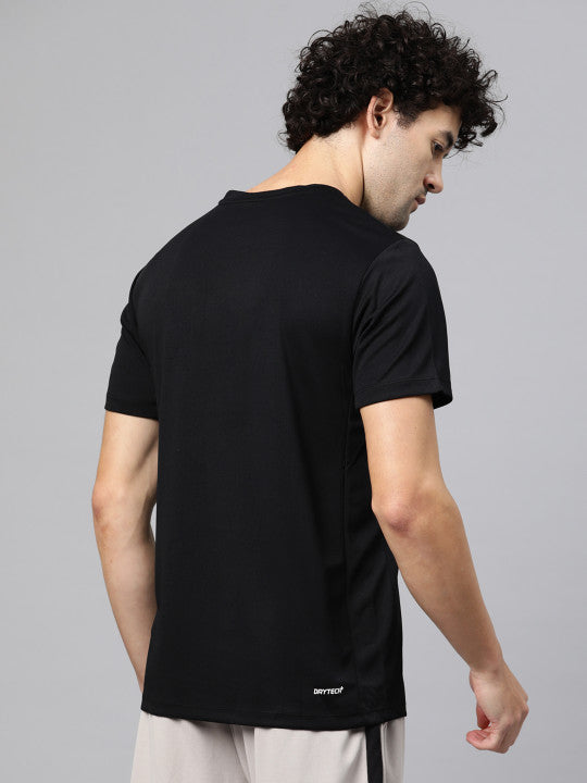 Alcis Men Anti Static Black Slim Fit T-shirt