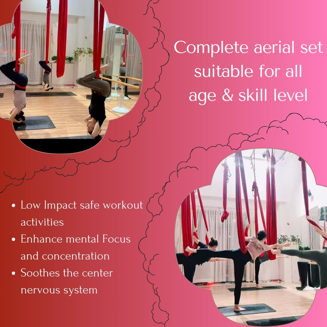 Premium 12 mtr Aerial Yoga hammock – Red