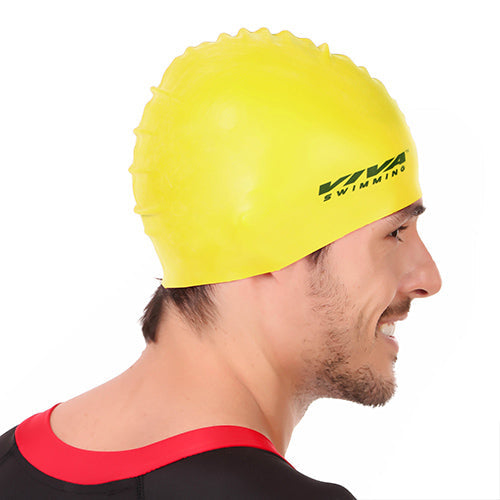 Viva Swimming Silicone Swimming Cap Unisex Soft Waterproof Swimming Pool Head Cap Water Sports Long Hair for Children Kids Boys Girls of All Age (Universal Size, Multicolour)