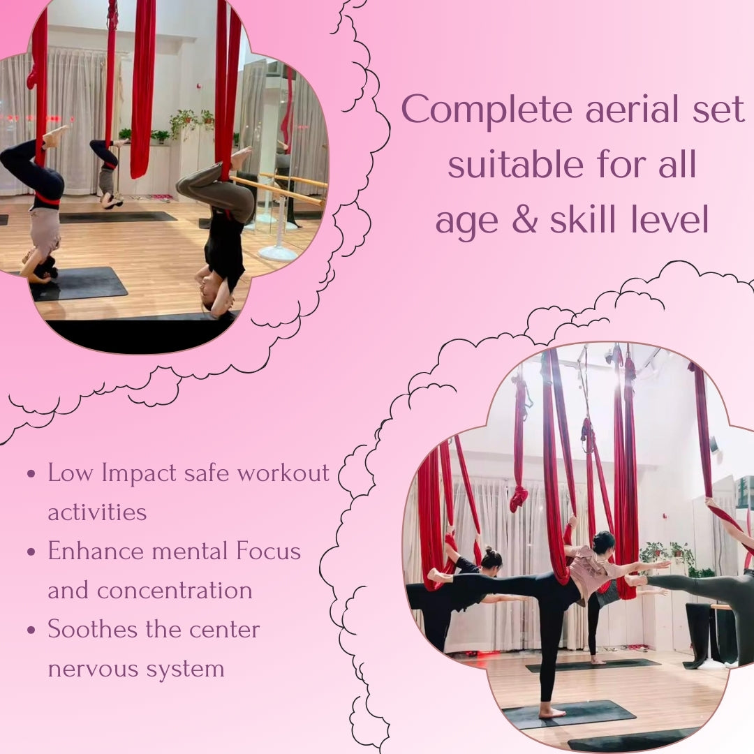 Premium 12 mtr Aerial Yoga hammock – Pink