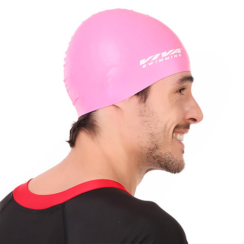 Viva Swimming Silicone Swimming Cap Unisex Soft Waterproof Swimming Pool Head Cap Water Sports Long Hair for Children Kids Boys Girls of All Age (Universal Size, Multicolour)