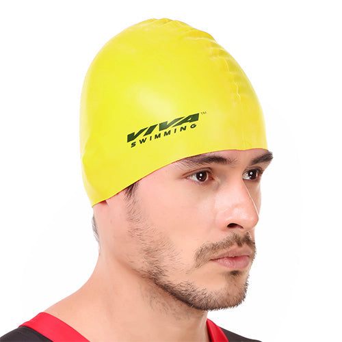 Viva Swimming Silicone Swimming Cap Unisex Soft Waterproof Swimming Pool Head Cap Water Sports Long Hair for Children Kids Boys Girls of All Age (Universal Size, Multicolour)