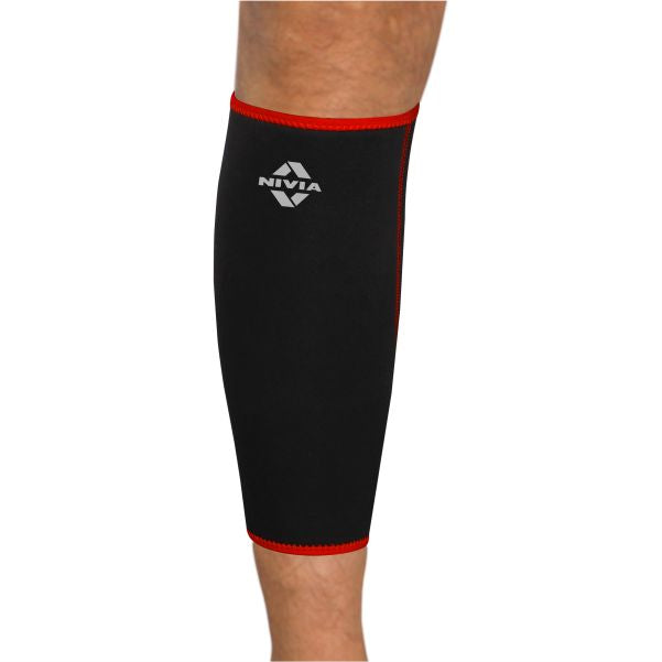 NIVIA Calf Support -Slip in Sleeve, Ankle Sleeves, Braces or Wraps , For Compression & Circulation Available in S | M | L & Black / Red Color , Used for All kind of impact Sports