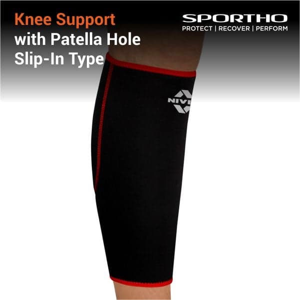 NIVIA Calf Support -Slip in Sleeve, Ankle Sleeves, Braces or Wraps , For Compression & Circulation Available in S | M | L & Black / Red Color , Used for All kind of impact Sports