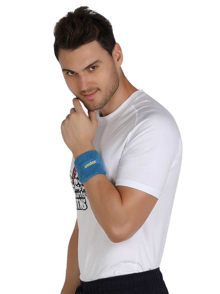 Omtex Wrist Sweat Band Blue (3 inch)