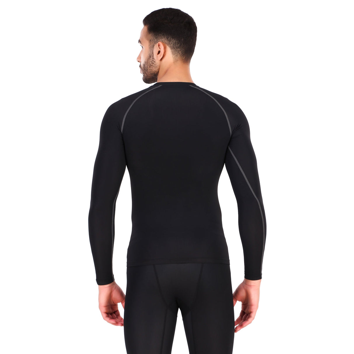 Nylon Compression Tshirt Full Sleeve Tights For Men (Black)