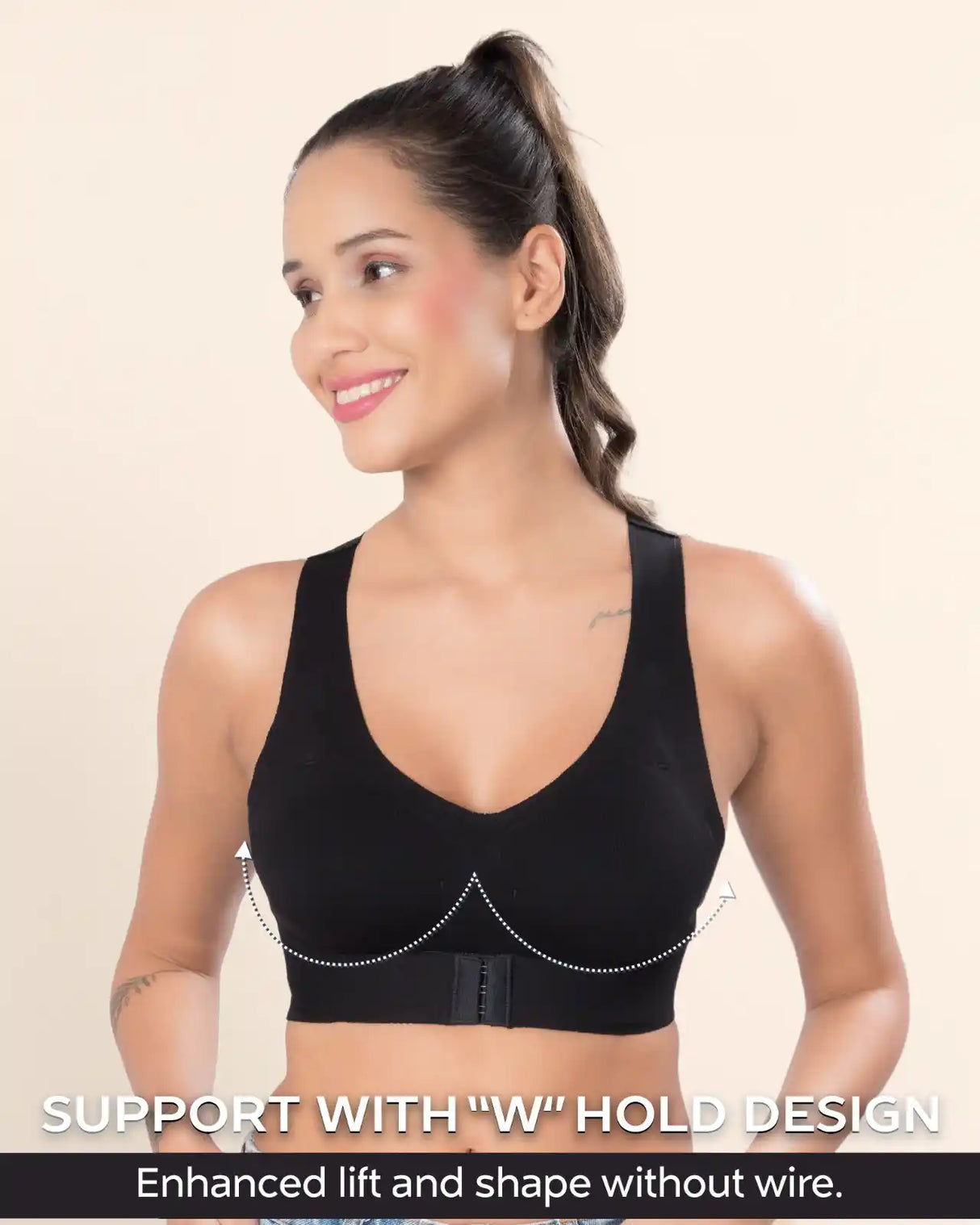 Tweens Invisi-Fit Cotton Bonded Seamless Padded Sports Bra for Girls - Invisible Support & Comfort