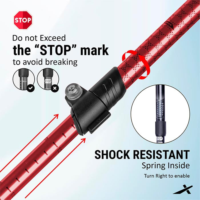 Vector X Trekking Poles Shock Absorbing Adjustable Hiking or Walking Sticks for Hiking Collapsible Strong,Lightweight Walking Pole, All Terrain Accessories and Carry Bag
