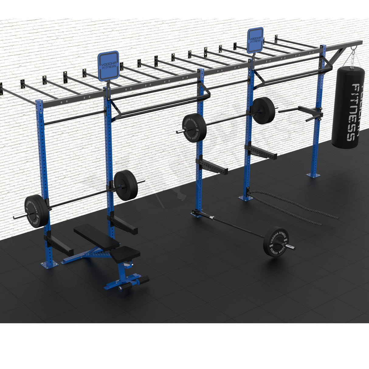 Wall Mounted CrossFit Rig - 20 Ft with Monkey Bar
