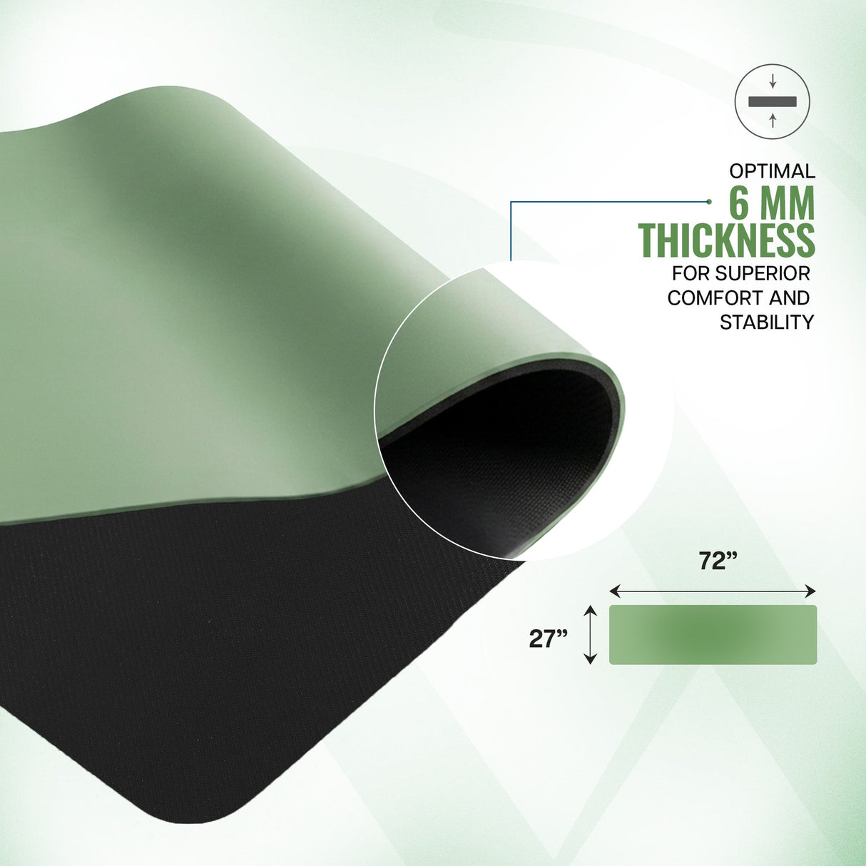 Classic PU and Natural Rubber Yoga Mat 6mm
