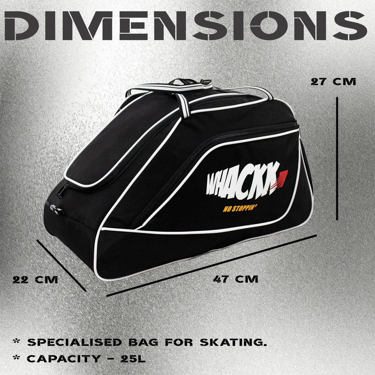 Flip Black Junior 33L|Skating/Gym/Sports/Travel Bag|Inline Roller Equipment Bag||Quad Ice Skates Kit|Kitbag|Easy Access Pocket|2 Bottle Holders|Compartment Fits in Helmet & Skates 6"