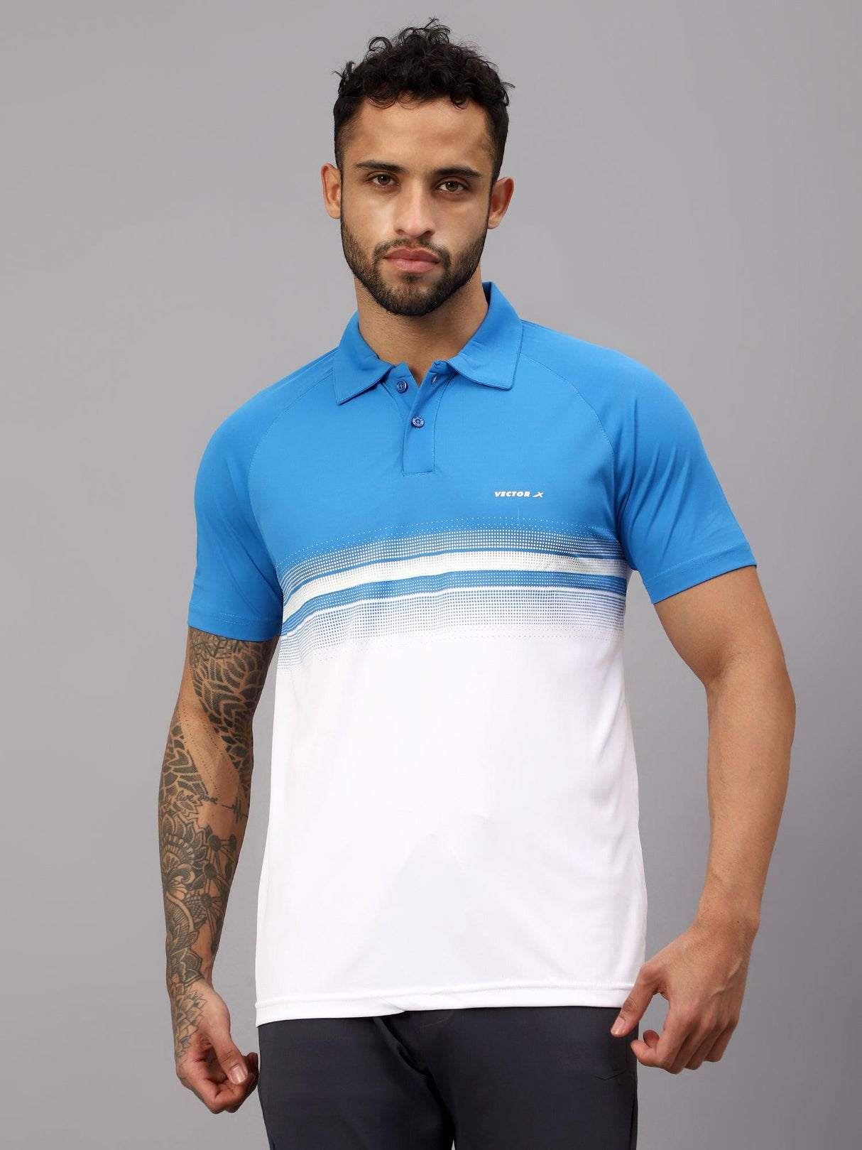 VECTOR X OMT-259 Mens Polo Collar Neck Colourblocked T-Shirt