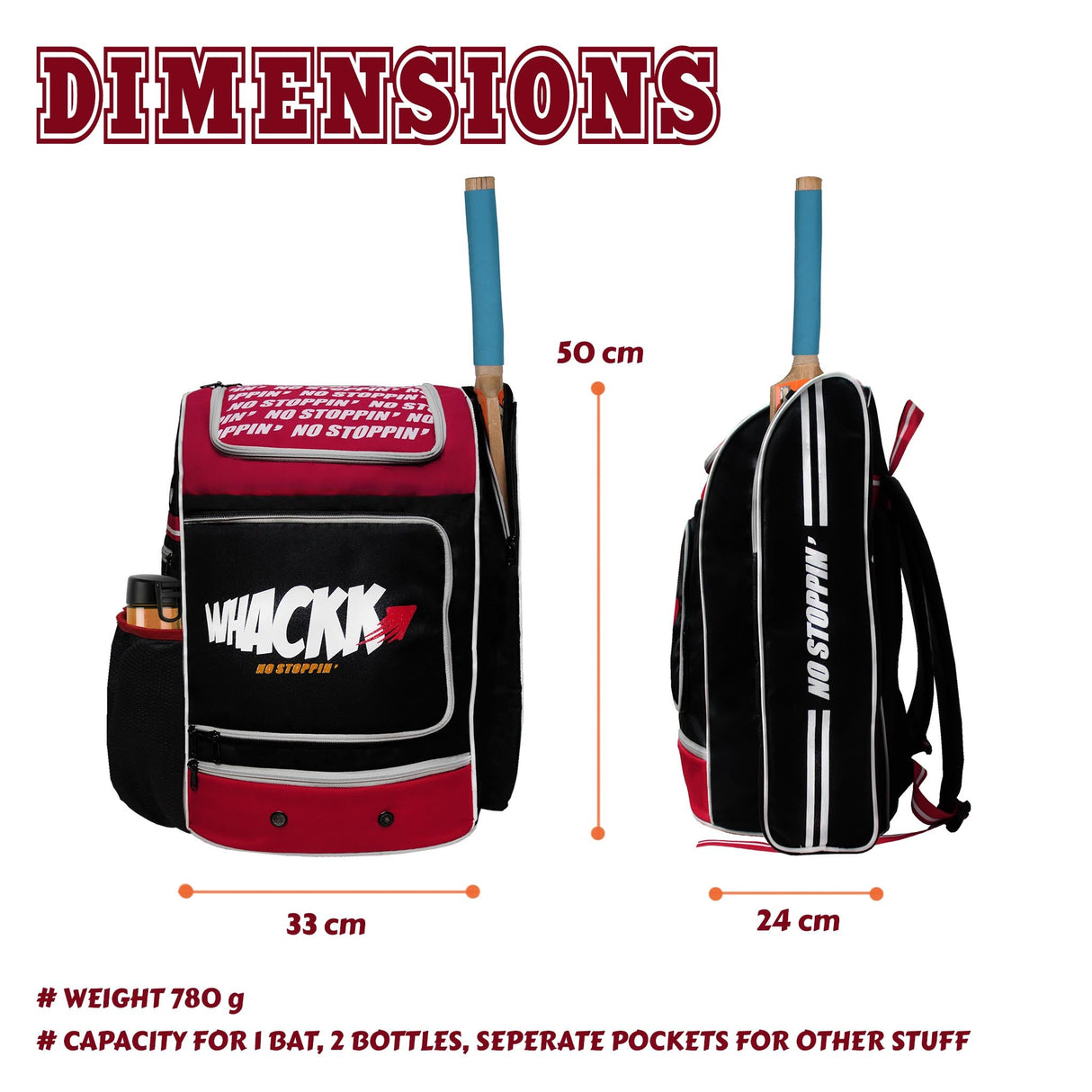 Blast Junior 37L Red Black|Cricket Kit Bag |1 Pocket for Bat |2 Water Bottle Holders|Upto 10yrs Kids Kitbag |Leg pad Upto 12.5 "|Shoe & Accessories Pockets |Lightweight |Dual Opening