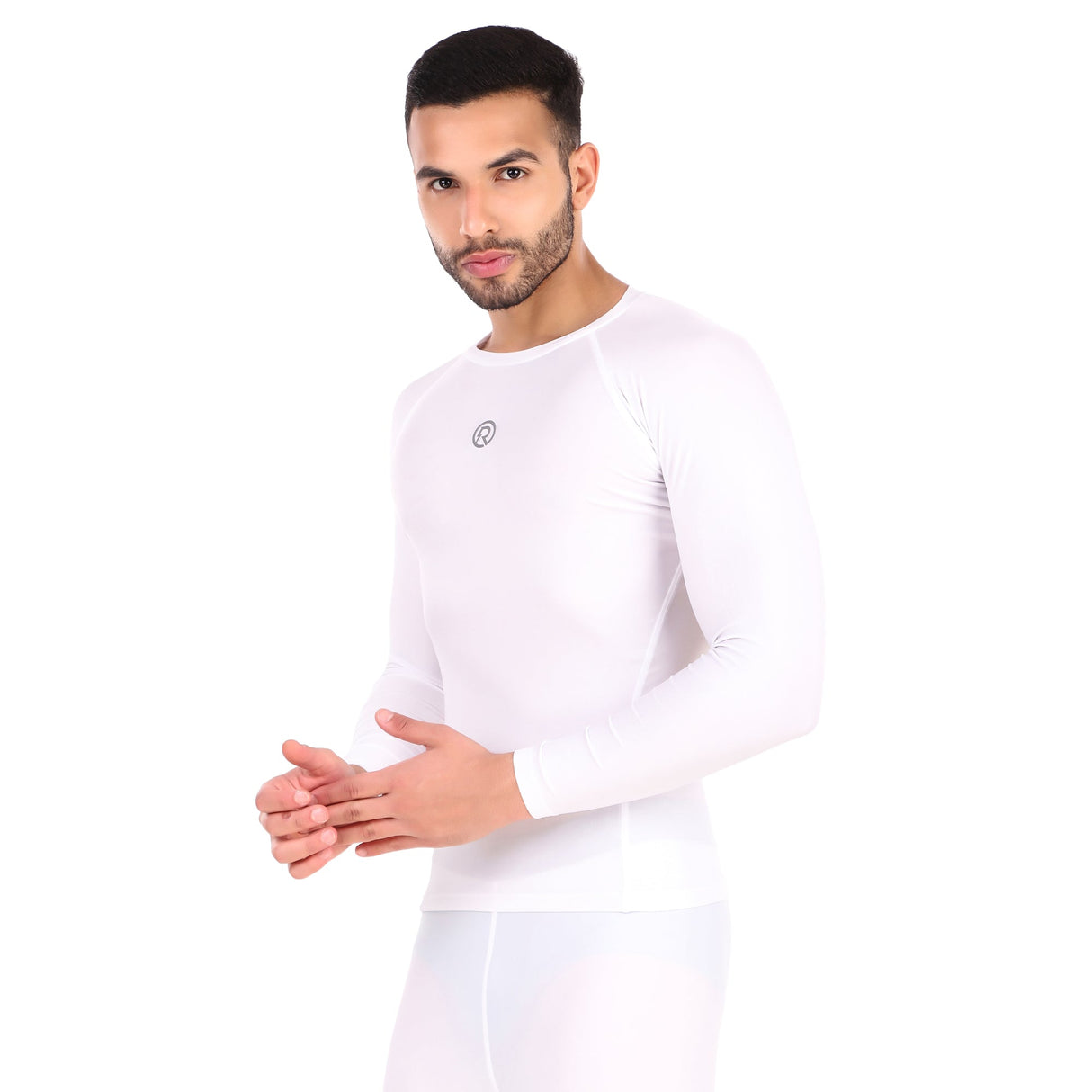 Recharge Polyester Compression Top Full Sleeve (White)